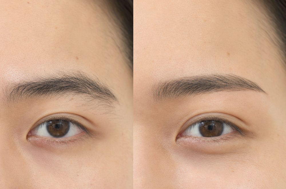 眉毛デザインのビフォーアフター:目もとをすっきり見せる王道の平行眉