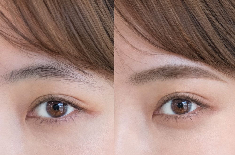 眉毛デザインのビフォーアフター:毛流れを活かしたふんわりナチュラル眉