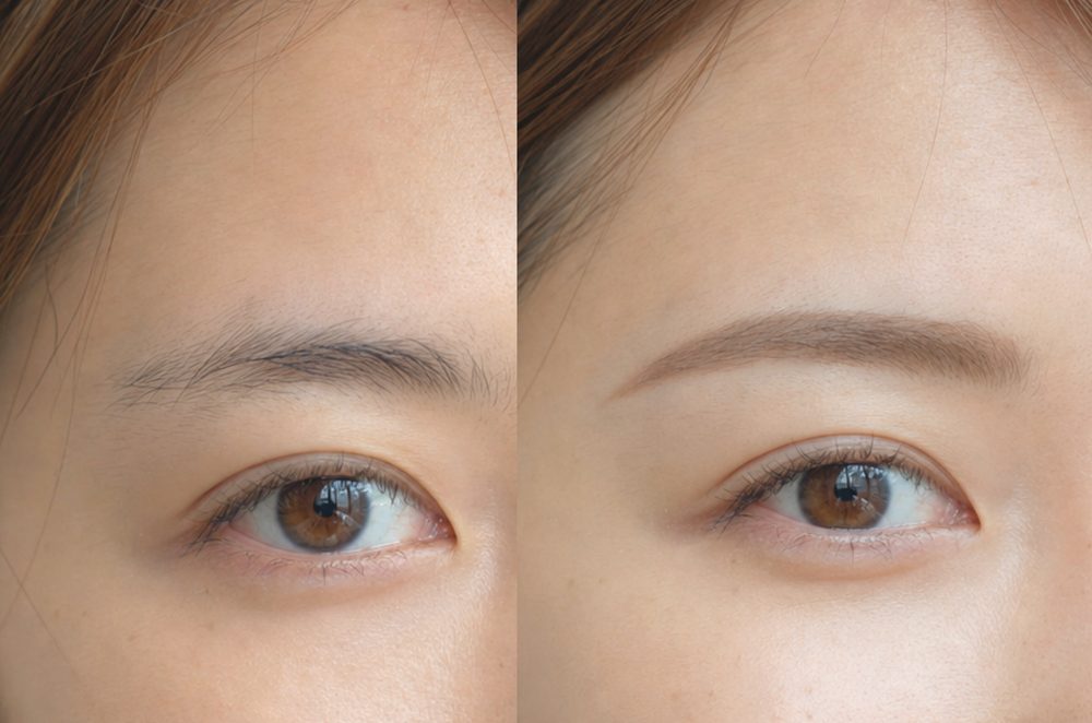 眉毛デザインのビフォーアフター:薄い眉を毛流れから立体的に